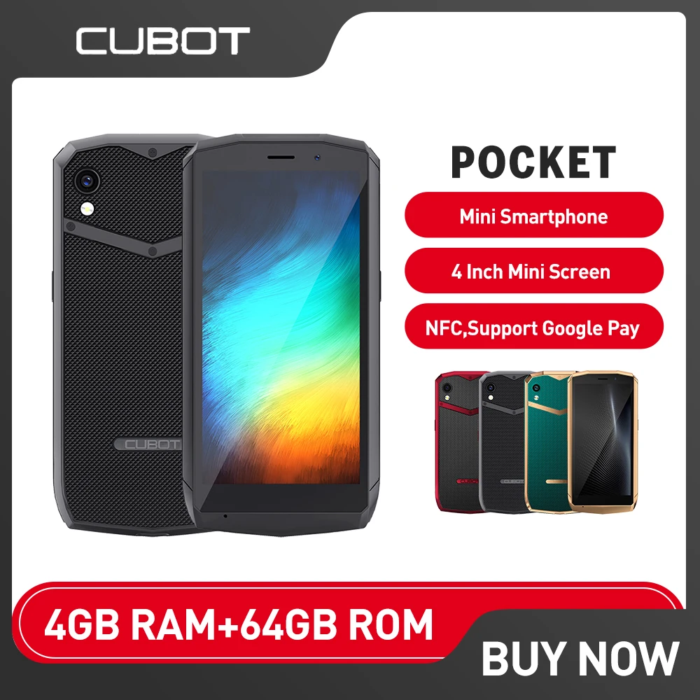 Cubot Pocket Mini Smartphone Android 11.0 4GB RAM+64GB ROM(128GB Extended) 4 Inch 16MP  3000mAh Dual SIM Portable Cell Phone NFC new global m3 pro 4 99 inch smartphone full screen 10 core 24 48mp 4 64gb dual sim cell phone cellular 5g network smartphone