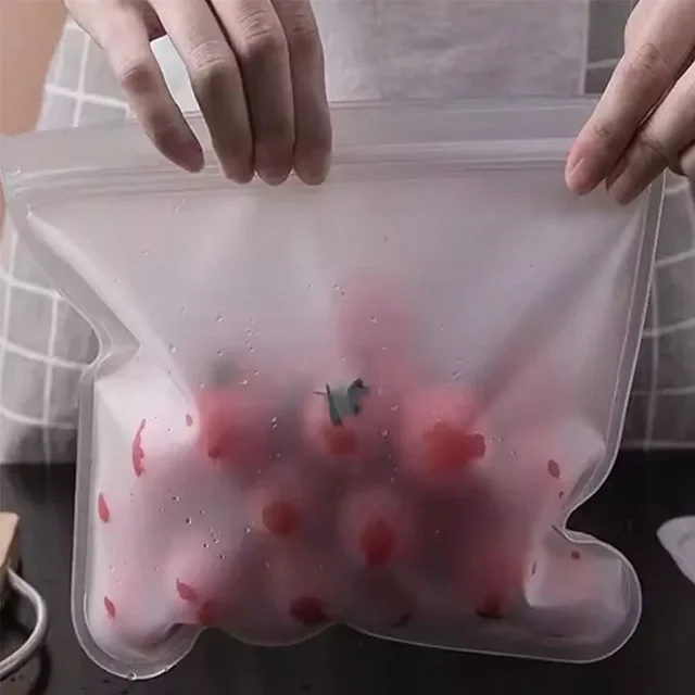 Sac de conservation des aliments multifonctionnel réutilisable, 4 pièces, sac de rangement scellé pour fruits et légumes EVA 4