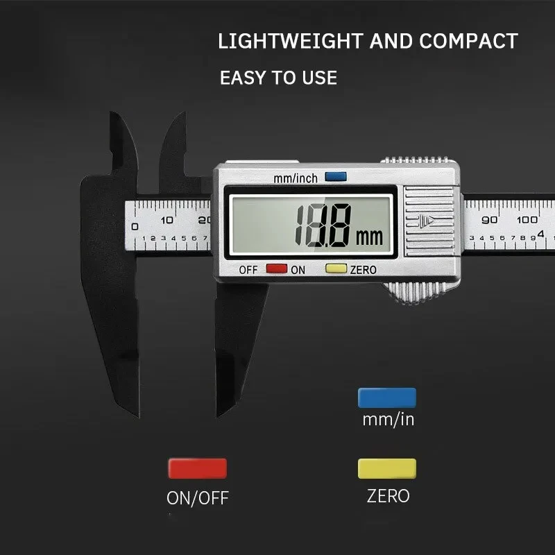 Description Picture 5 of item150mm 100mm Electronic Digital Caliper Carbon Fiber Dial Student Vernier Caliper Gauge Digital Ruler 0 to 150mm Measuring Tool