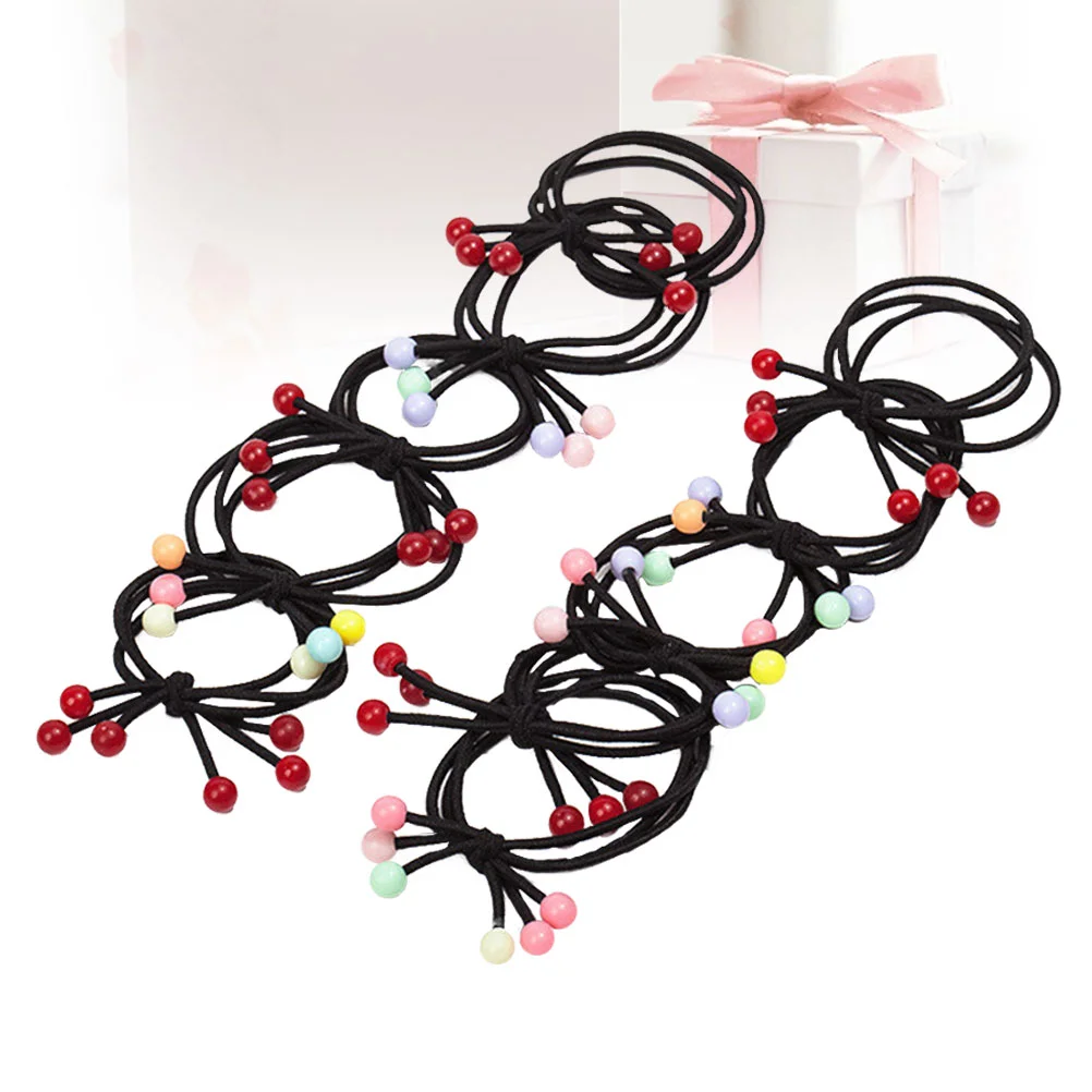 

10pcs Stretch Cherry Hair Ties Elastic Hair Ring Ponytail Holders Hair Band Hair Accessories for Girl Women (Mixed Color)