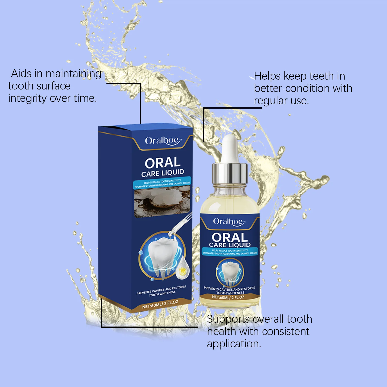 Oralhoe Oral Care Liquid Enamel Repairing Reduce Sensitivity Prevent Cavities Remineralizing Sensitive Gum Teeth Whitening Serum - 5