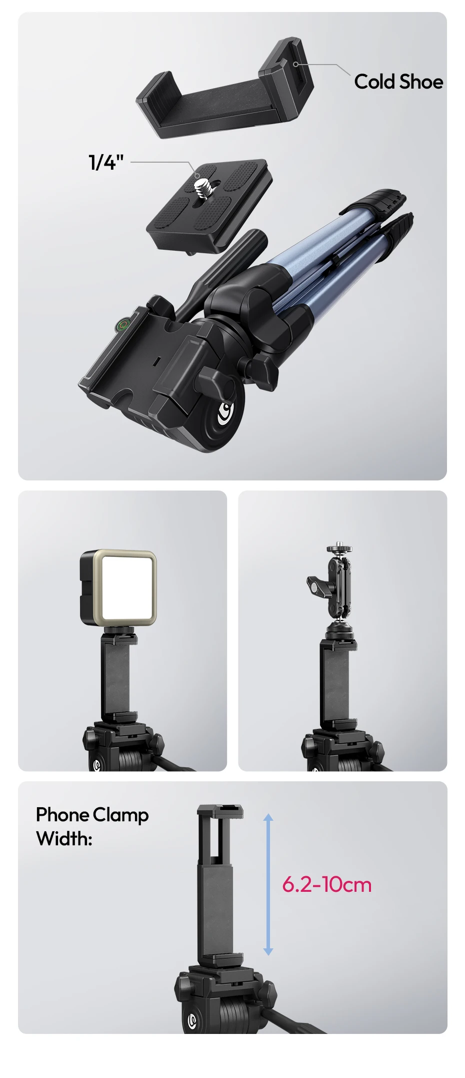  TT39 Video Tripod Horizontal&Vertical Tripod for Camera DSLR Smartphone Video