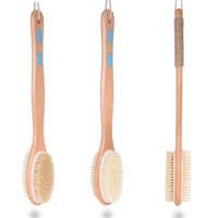 2024 Exfoliating Wooden Body Massage Shower Brush Natural Bristle Bath Brush SPA Woman Man Skin Care Dry Body Brush Long Handle 1