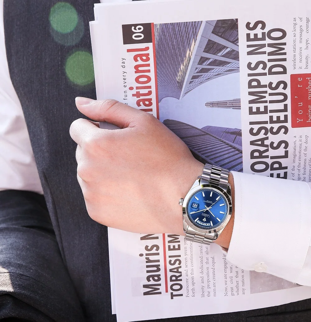 CADISEN Watch for Men 2022 New C8203 Japan Miyota-8285 Movement Mechanical Watches Stainless Steel Waterproof Automatic Watches