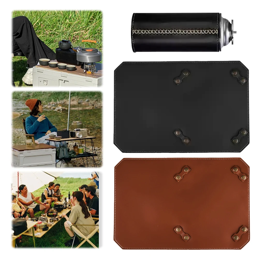 Handmade Pedestal Pad PU Camping Gas Can Protective Cover Portable Gas Stove Pad for SOTO 310/340 Spider Stove