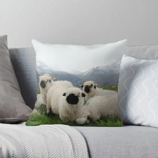

Black Nose Sheep Printing Throw Pillow Cover Car Bedroom Decor Fashion Comfort Decorative Anime Pillows not include One Side