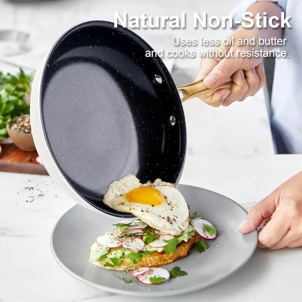 Ceramic Pots and Pans Set - 16PCS Kitchen Cookware Sets Nontsick Non Toxic Cookware Set With Dutch Oven, Frying Pan, Saucepan, S