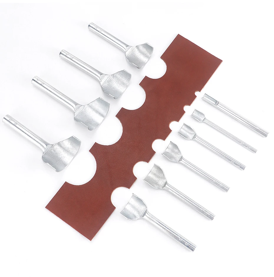Qjh 3 pcs halbrunder Stempel Leder Locher Leder Handwerk, 10 Größe Leder Cutter Punch, Gürtel Brieftasche Ende Handwerk Stanz werkzeug 8-50mm – Detail 7