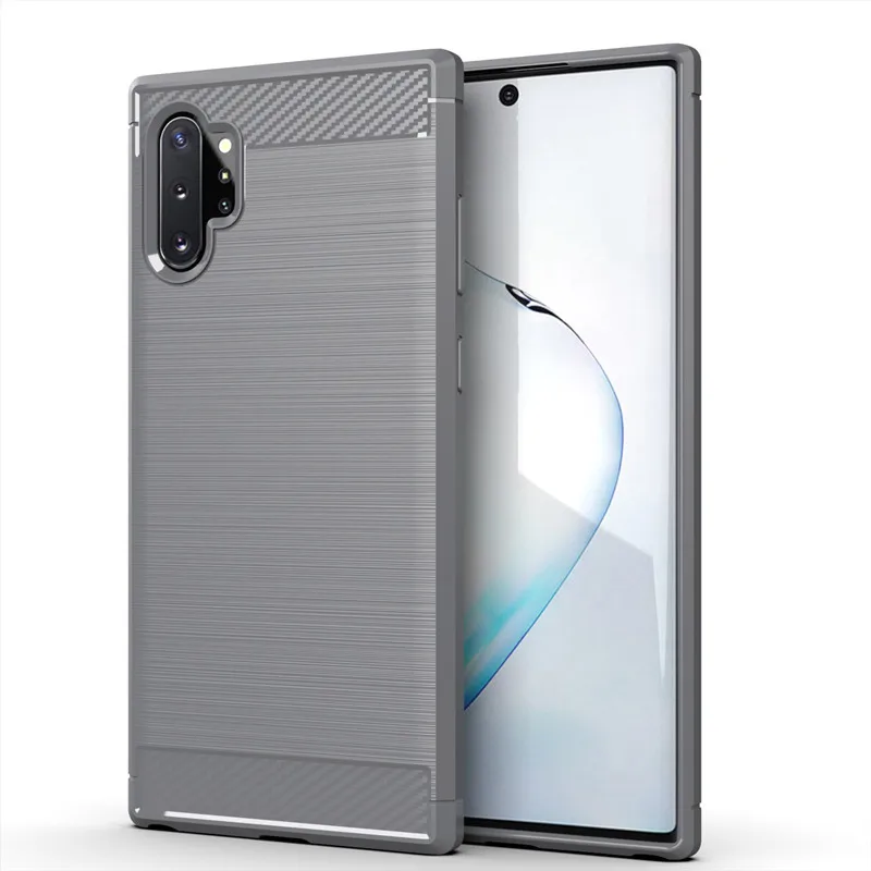 삼성 Note 10 Plus 용 전화 케이스 Galaxy Note10 plus 용 탄소 섬유 충격 방지 케이스 전체 보호 뒷면 커버 Coque Fundas