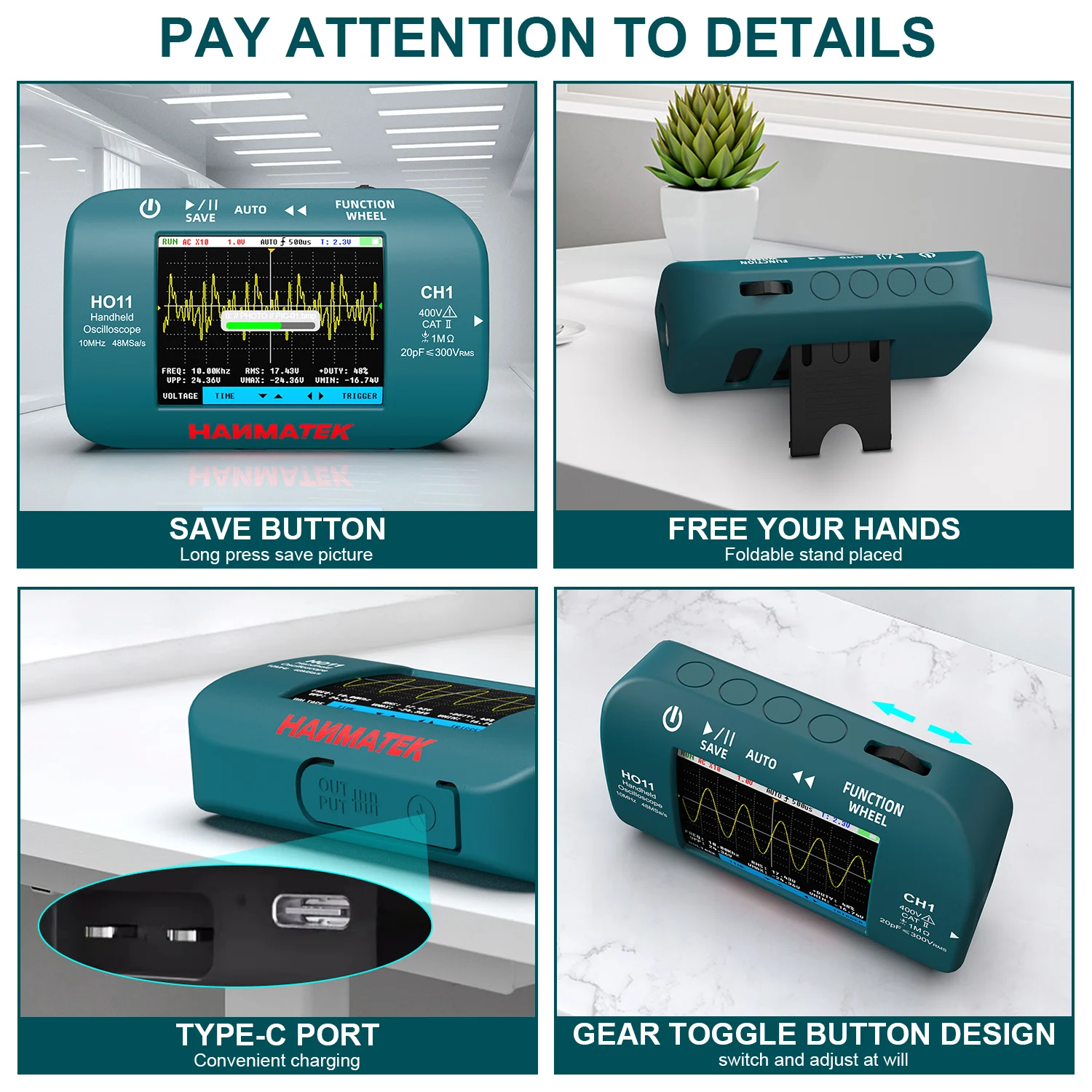 Hanmatek Digital Oscilloscope 10MhZ Bandwidth Highly Sensitive Response Signal Mini Handheld Oscilloscope Electronic Repair digital oscilloscope