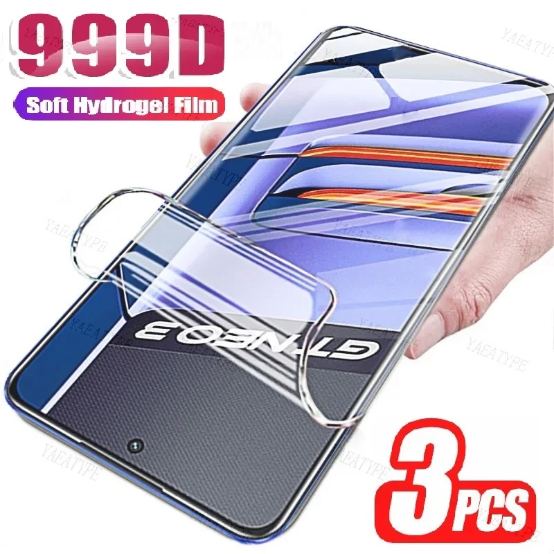 

3PCS HD Clear Hydrogel Film for Realme GT Neo 5 SE 3 2T Pro Explorer Master V30 V25 X7 X3 X2 XT Full Cover Screen Protector Film