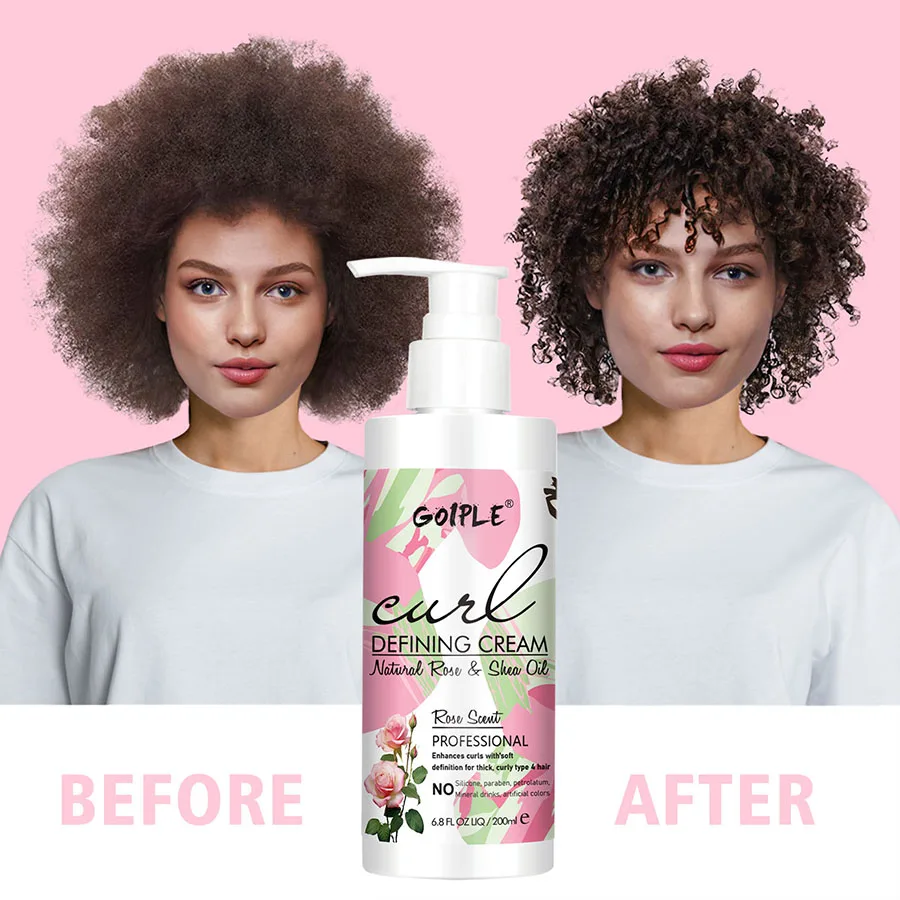 Natural Rose Extract Curl Defining Cream With Shea Oil Enhance Curls Long Lasting Moisturizer Styling Shaping 200ml