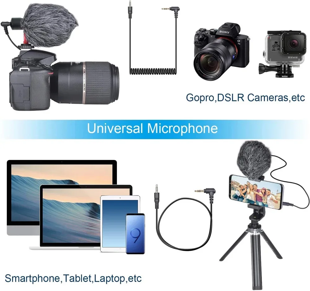 GAM-MG1 샷건 비디오 마이크, 범용 녹음 마이크, DSLR 카메라, 아이폰, 안드로이드 스마트폰, 맥 태블릿용