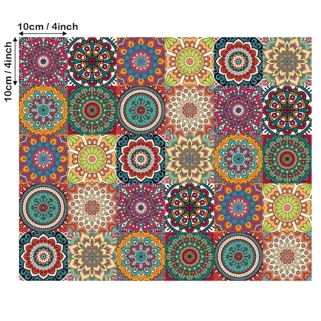 Description Picture 5 of itemBohemian Tile Wall Stickers, Peel And Stick, Waterproof Living Room Kitchen Bedroom Wall Stickers Home Wall Decoration