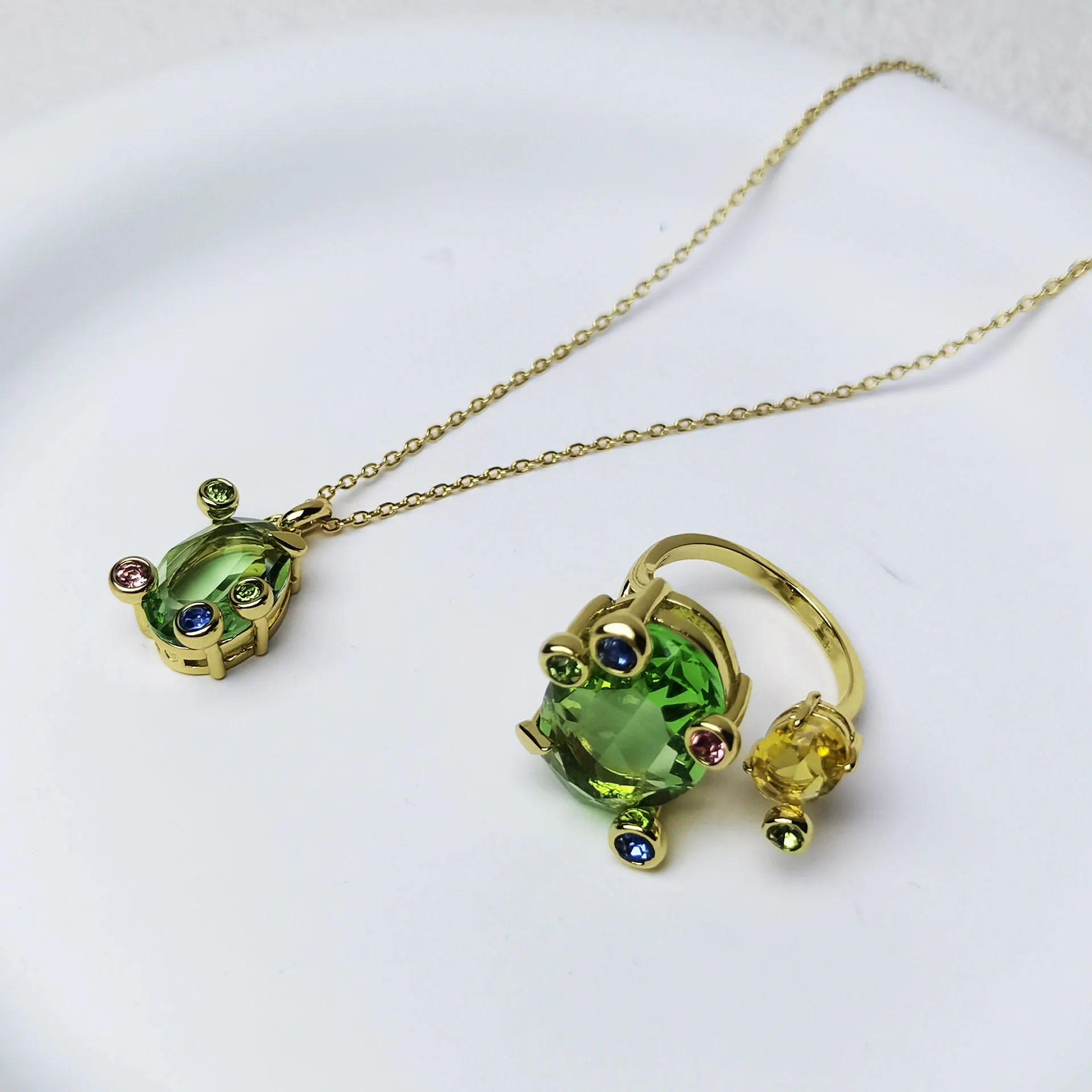 2025 New Original Eye-catching Exquisite Cut Crystal Jewelry Set Fashion Stainless Steel Women's Necklace Earrings Bracelet Ring 5
