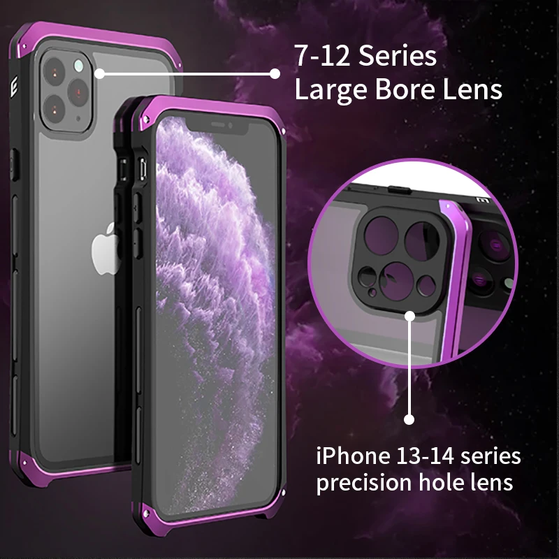 Metal Frame Glass Back Phone Case For iPhone 13 14 15 Pro Max Plus 360 Degree Protection Phone Cover For IPHON 13 14 15 Promax