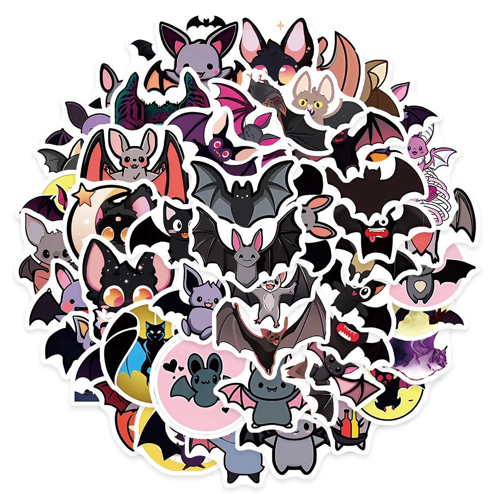 50pcs Cute Cartoon Bats Animal Graffiti Stickers For Laptop Phone Guitar  Luggage Bicycle Car Waterproof Vinyl Decals - AliExpress