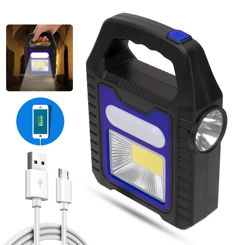 Z20 Portable Solar Lantern COB LED Work Lamp Waterproof Emergency Spotlight USB Rechargeable Handlamp Outdoor Hiking