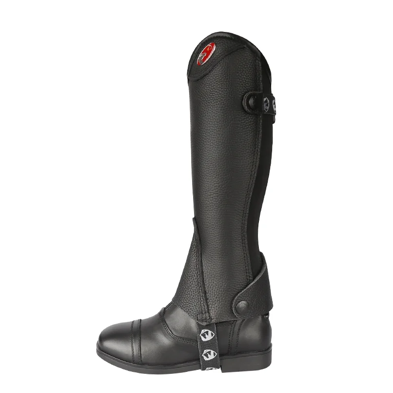 Cavpassion-Cowhide Leather Child Chaps, Leg Protector, Calf Chaps, Black Half Five Stars