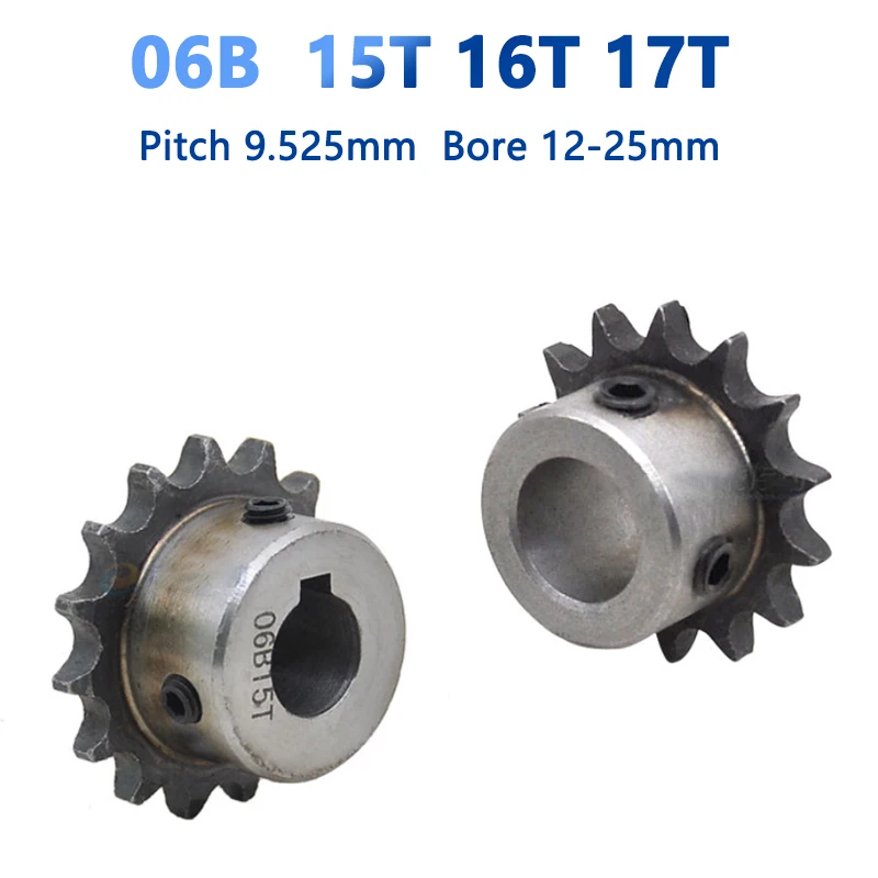 1pc 15T 16T 17T 06B Sprockets for Roller Chain 15 16 17 Tooth A3 Steel Gear Industrial Drive Sprocket Bore 12/14/15/17/18/25mm