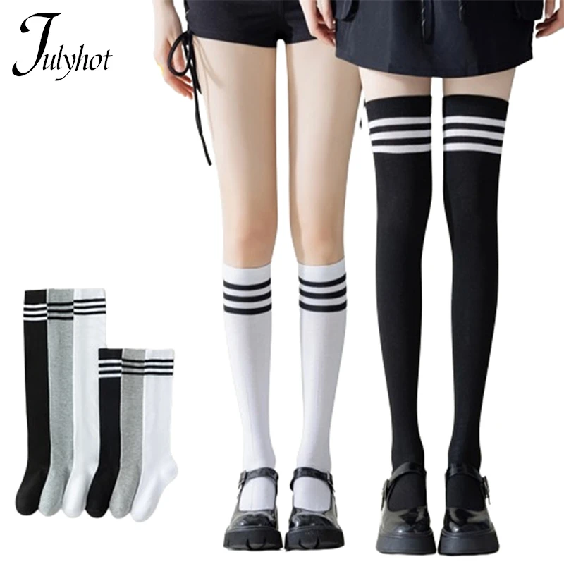 

1pair Warm Over Knee Thigh High Socks Striped Long Socks WomenOver The Knee Stockings For Ladies Girls Knee Sock