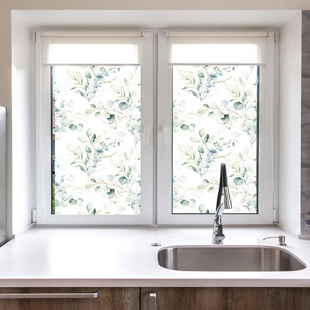 

1PC PVC Static Glass Window Sticker Colored Leaves Wall Stickers Wallpaper Wall Decals Decor For Bedroom Living Room