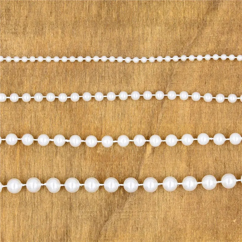 2-10Meters Crafts Faux Pearl Beads Pearl String Bead Roll Garland DIY Wedding Party Christmas Tree Decor 4 6 8 10MM