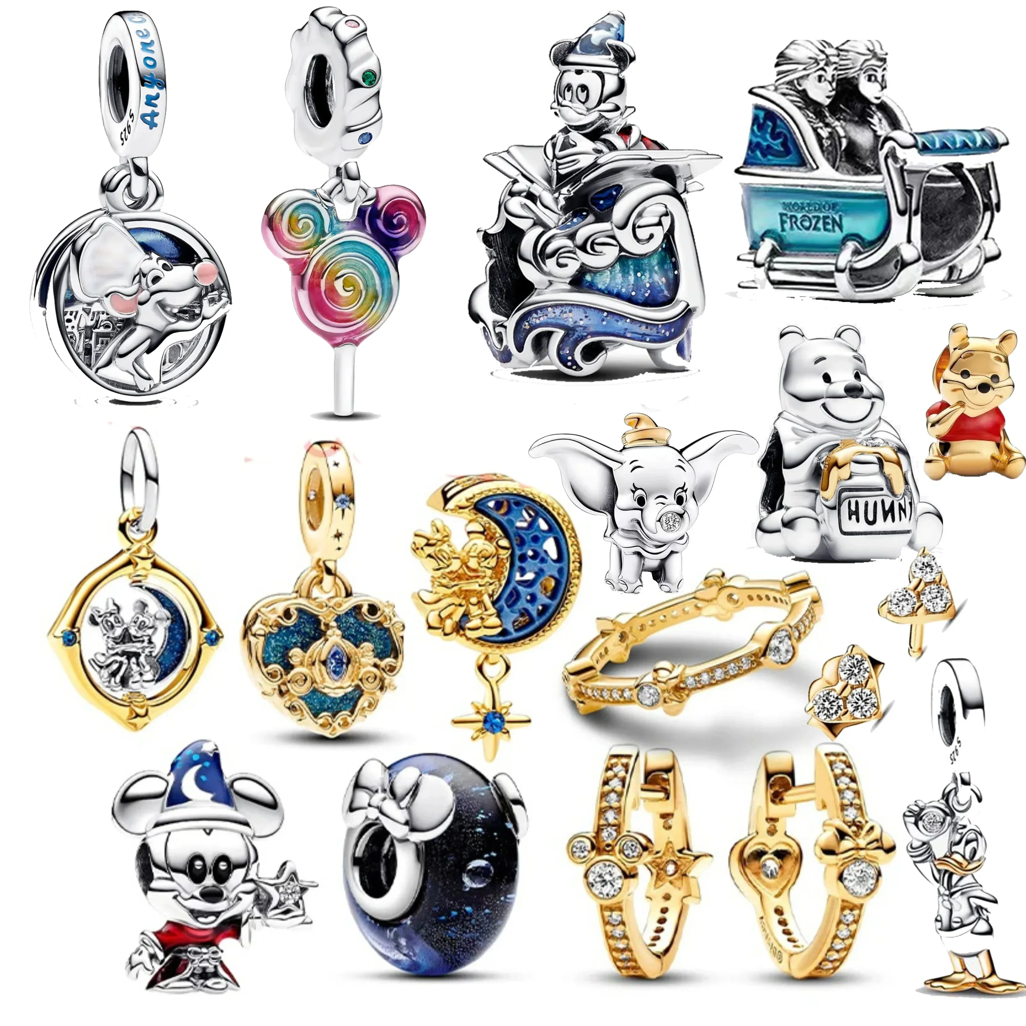 2024 New Herocross Disney Jewelry Mickey Minne Mouse Charm Bead Pendant 925 Sterling Silver Bead Fit Pandora Original Bracelet
