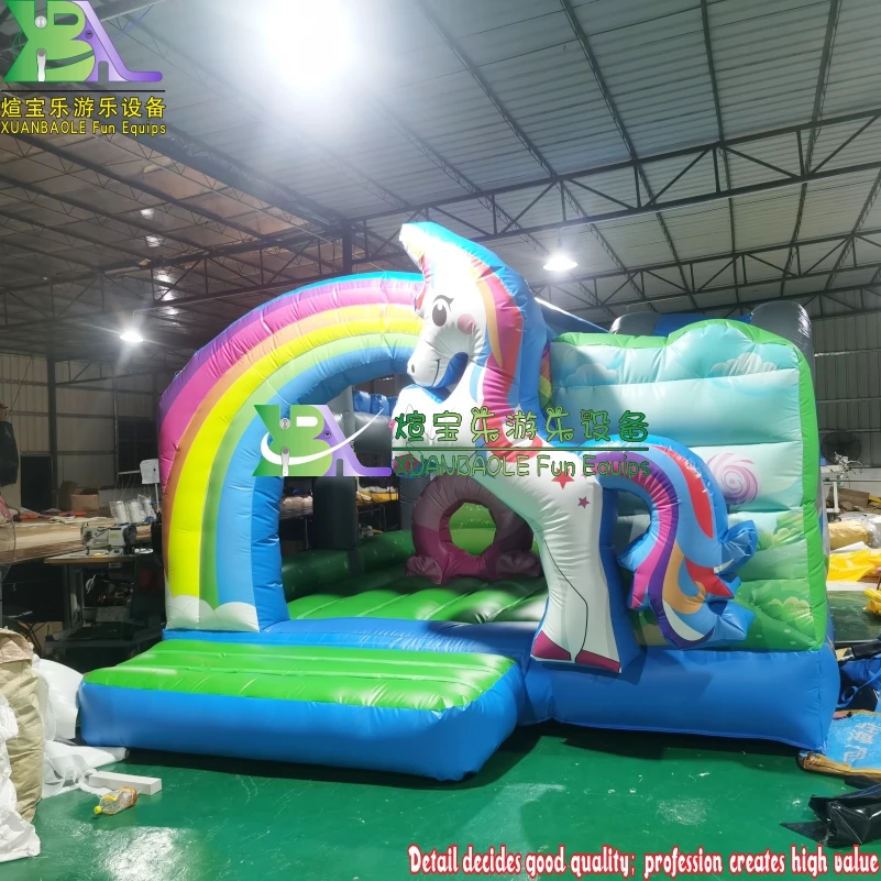 

Durable PVC Inflatable Unicorn Bouncy Castle with Slide House For Birthday Party