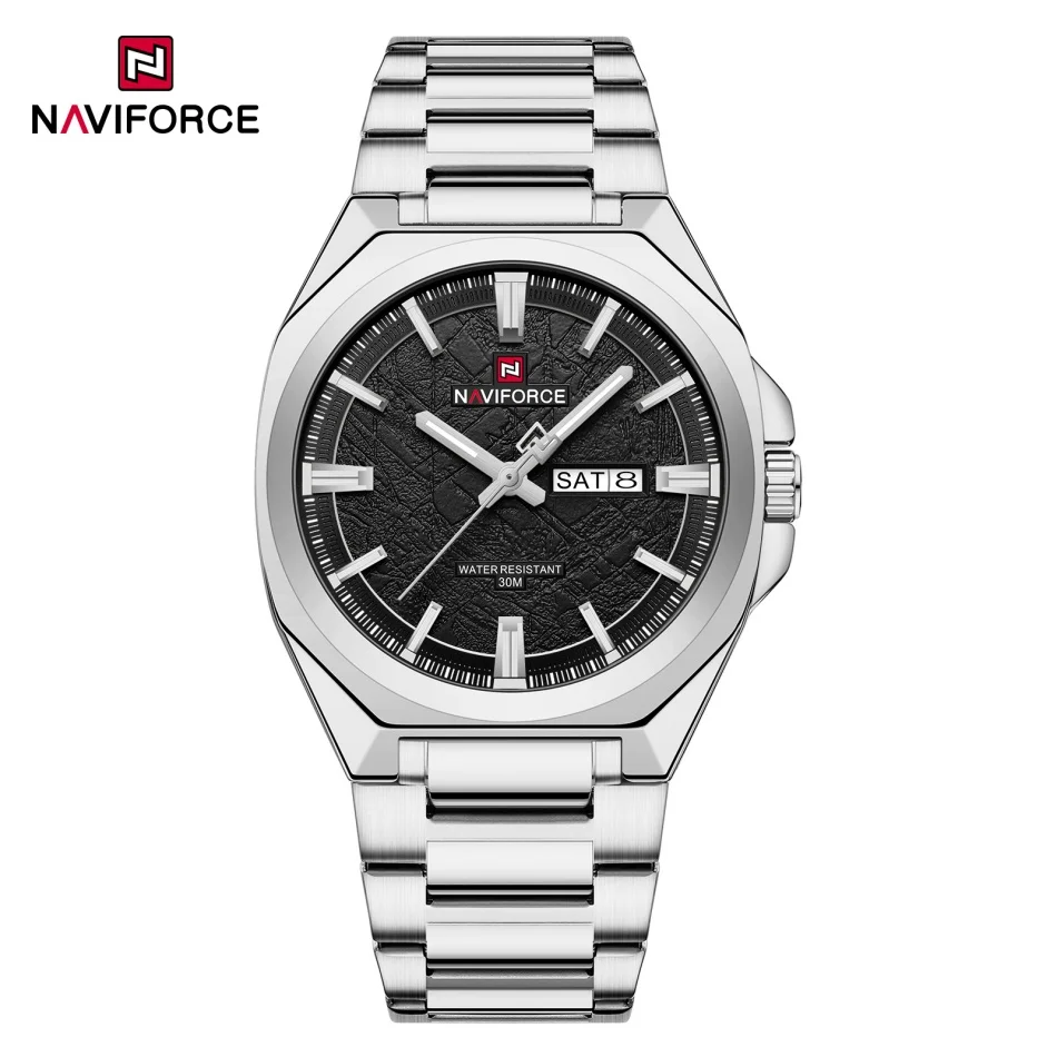 Luxury NAVIFORCE Men's Waterproof Stainless Steel Watch with Luminous Display