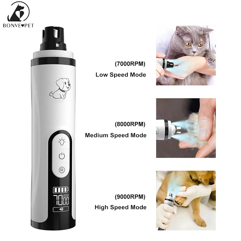 

Power Display Electric Nail Clipper For Dogs Grooming Rechargeable Pet Nail Trimmer For Cats 3 Speeds Dog Nail Grinder