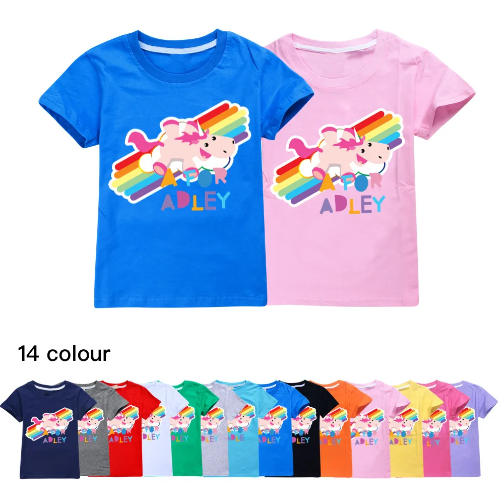 

Summer Kids A FOR ADLEY T-shirt Boys Cotton Short Sleeve Casual Tees Children Clothes Cartoon Print Girls Tshirt O-neck Tops
