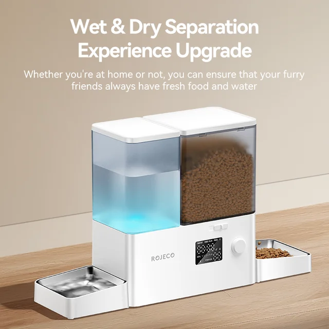 S4a7bf24925e64a619741b0caf37321cex.png ROJECO Automatic Pet Feeder Water Fountain 8.5L Button Version Dog Food Dispenser Water Refill 2 in 1 Drinking Feeding Supplies