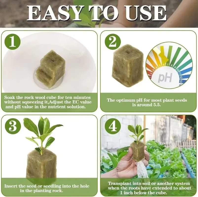 Hydroponic Grow Media Cubes Stonewool Plant Cube Soilless Substrate Seeded Planting Spong Plug Seedling Block Garden Supplies