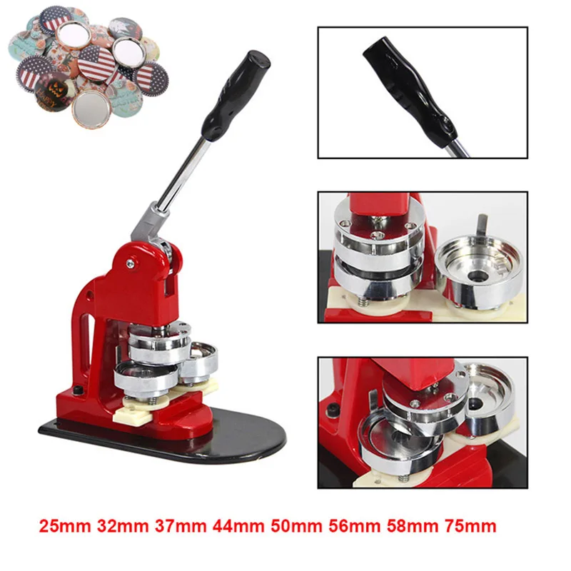 

25MM-75MM Button Maker Machine Metal Machine Rate DIY Badges Set Broochs Press Tools with100Pcs Circle Manufacture Button Parts