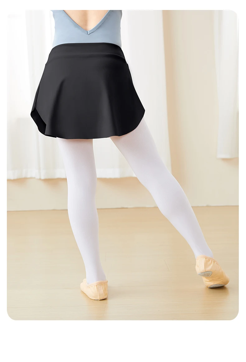 Schwarzer Ballettrock für Mädchen, elastische Taille, Tanzrock für Kleinkinder, zum Anziehen, Ballettrock, Kinder-Tutu-Rock, Seitenschlitzröcke, kurzer Rock – Detail 14