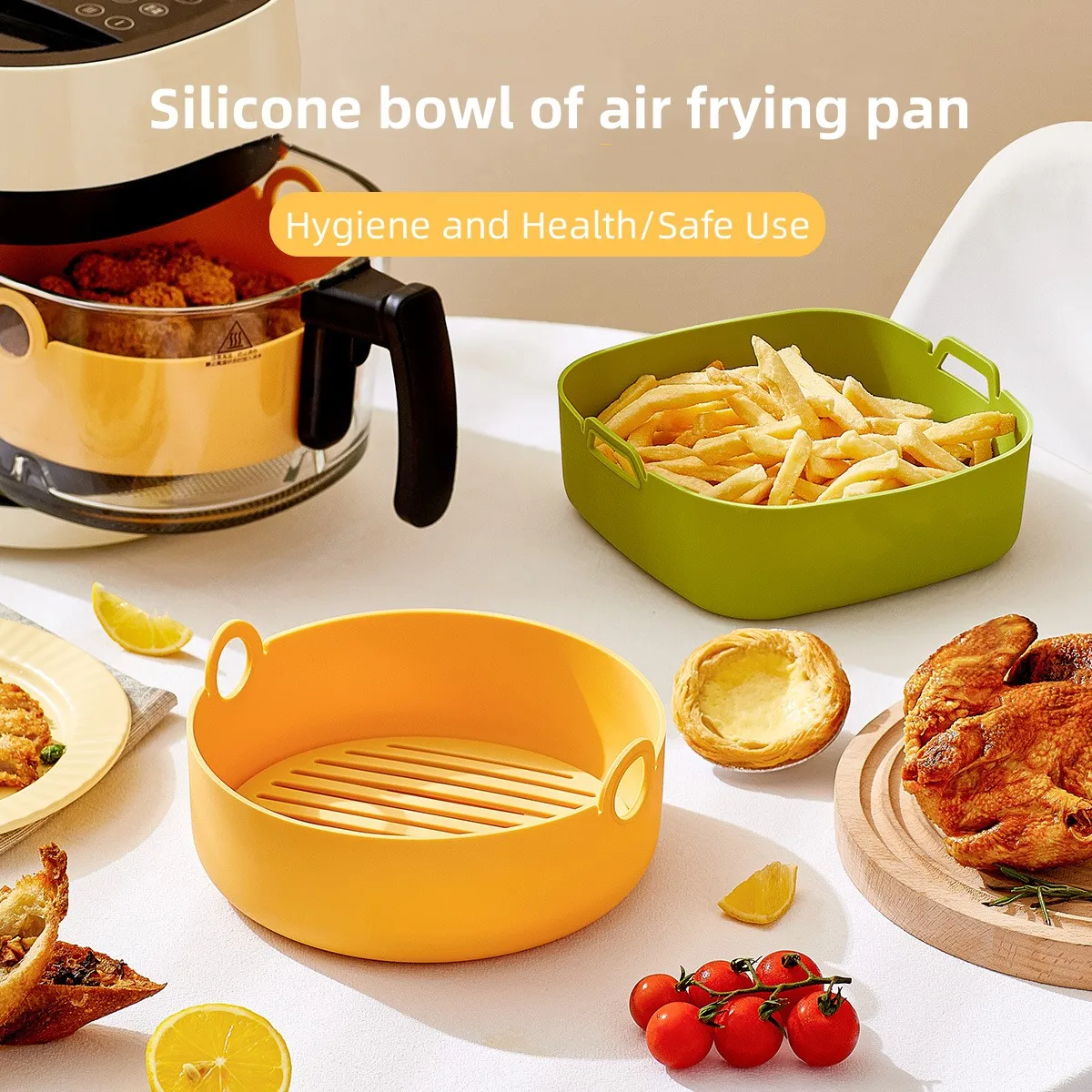 Air Fryer Silicone Pot Oven Baking Tray Basket Mat Grill Pan