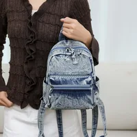 Personalized Denim Backpack For Women Simple And Casual Small Backpack For College Students Male Backpack Trend Travel Bag 1