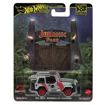Original Hot Wheels Premium Car Pop Culture Toys Boys 1/64 Diecast Jeep Wrangler Jurassic Park Vehicles Model Birthday Gift