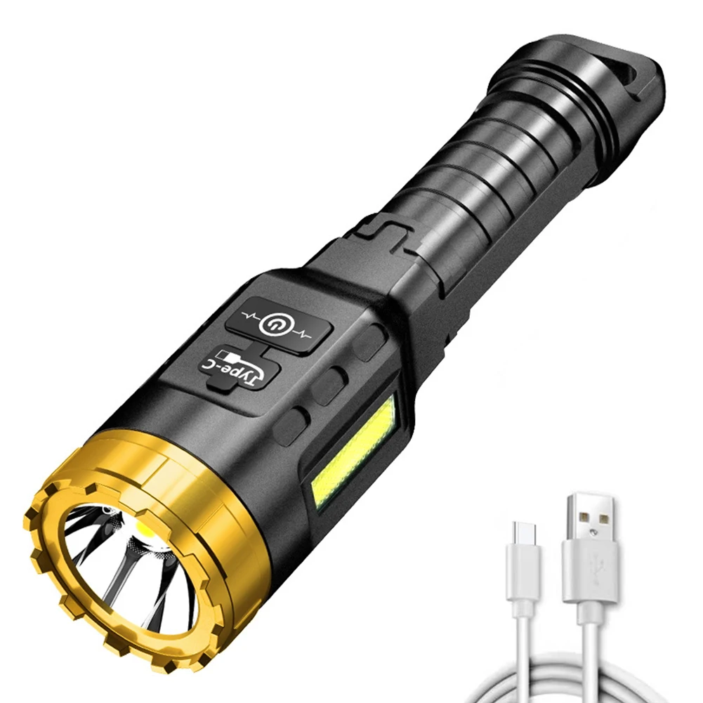 LED 손전등 밝은 300LM USB 충전식 방수 토치 램프 캠핑 하이킹 모험 토치 야외 도구