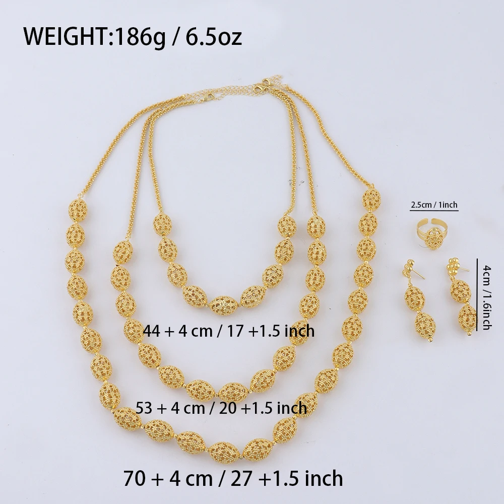 Necklace Earrings Rings Set for Women Luxury Jewelry Nigeria Bridal  Wedding Party Jewellery Set Accessories Wholesale - 6