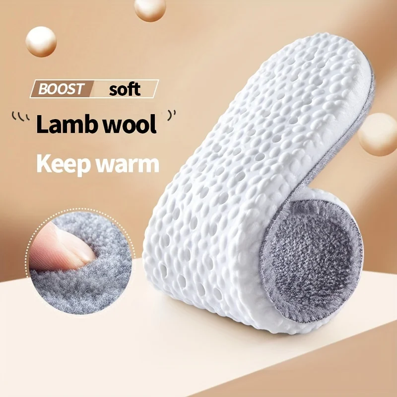 1 Pair Thicken Thermal Winter Sport Insoles Self Heating Warm Soft Comfortable Plush Shoes Pad Accessories Feet Care Cushion