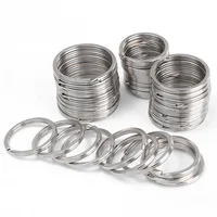 10/20 pièces porte-clés en acier inoxydable poli argent rond ligne plate porte-clés fendu pour la fabrication de bijoux porte-clés bricolage trouver 25-35mm 5