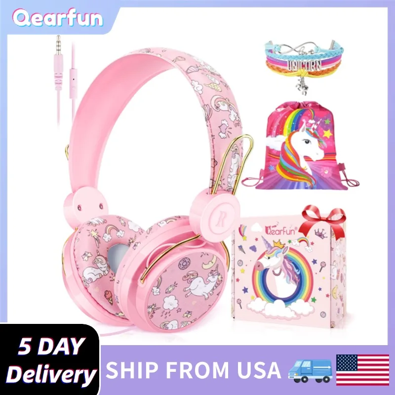 Unicorn Wired Headset For Kids Children Music Headphone with Mic For Ipad phone Laptop Birthady Gift