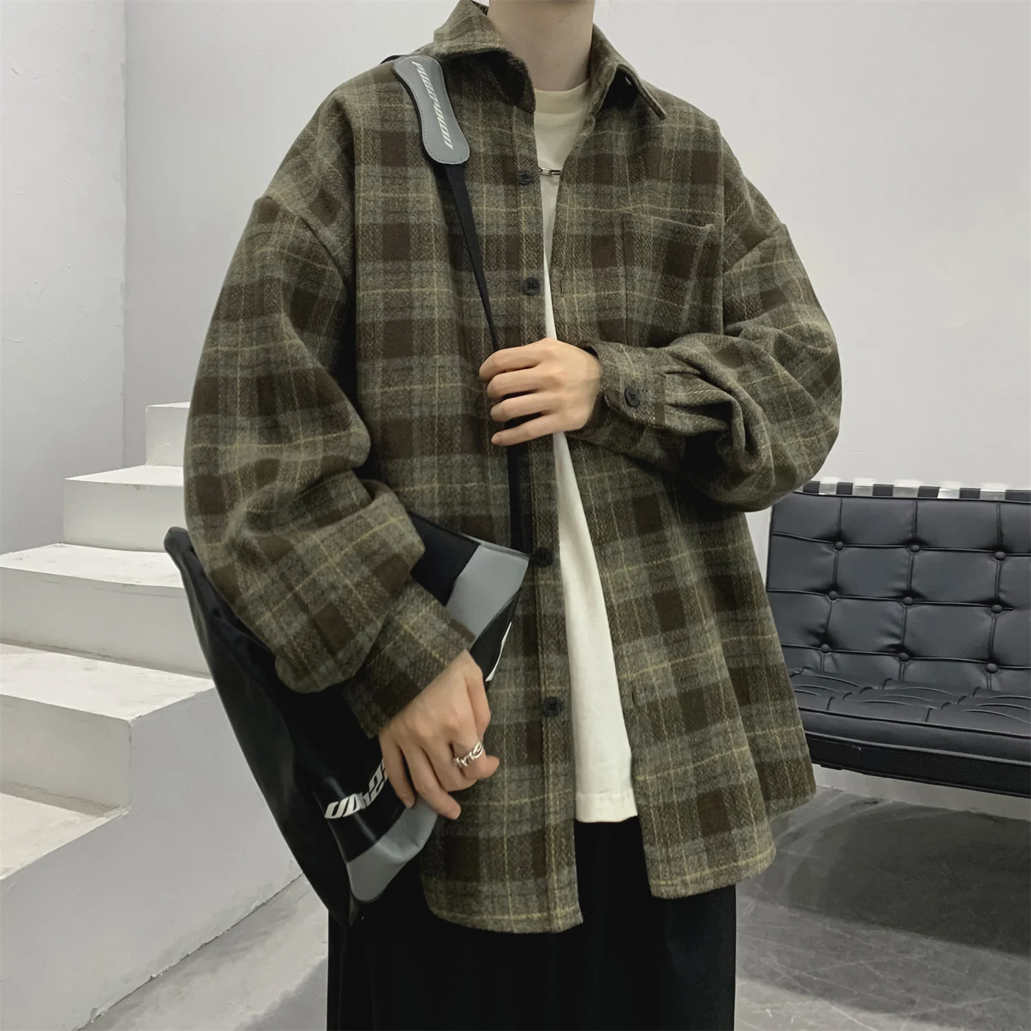 

Privathinker 2023 New Plaid Shirt For Men Harajuku Vintage Loose Unisex Casual Blouses Japanese Style Male Cardigan Clothing