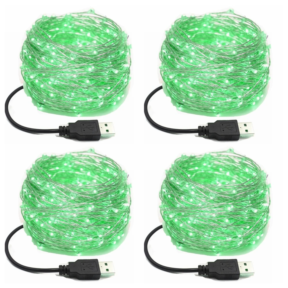thumbnail image 1 of Paquete de 4 luces LED de hadas con enchufe USB, luces de cadena de cobre para decoración de árboles de Navidad, fiestas, bodas y habitaciones interiores, 1 of 5