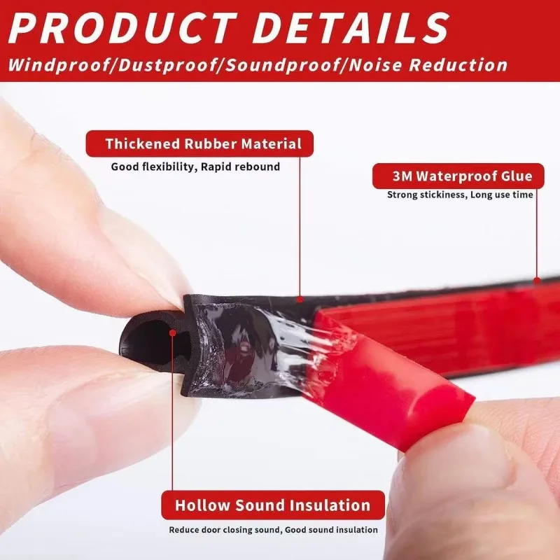 Sealing Strip 1 Piece Security Door Access Door Window TPE Weatherproof Anti-Collision Sound Insulation Self-Adhesive