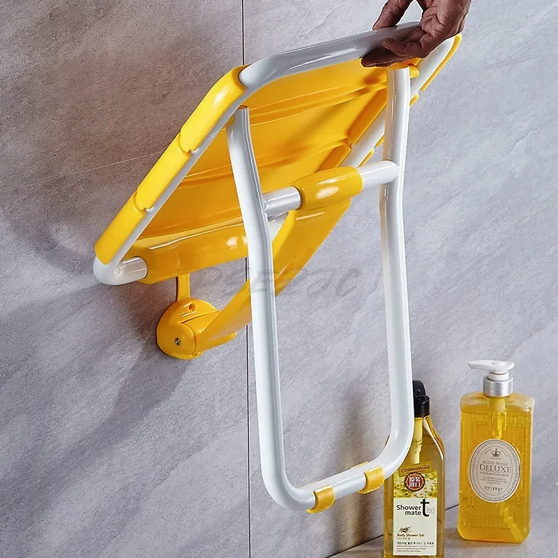 Toilet Bathroom Folding Safety Seat with Legs Shower Chair Shower Wall Stool Shoe Changing Stool Aluminum Alloy