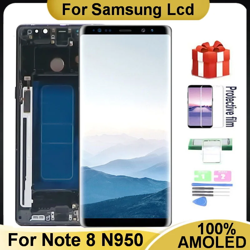 Pantalla LCD AMOLED para Samsung Galaxy NOTE 8, montaje de digitalizador con Marco, AMOLED, N950F, SM-N950A, N950U