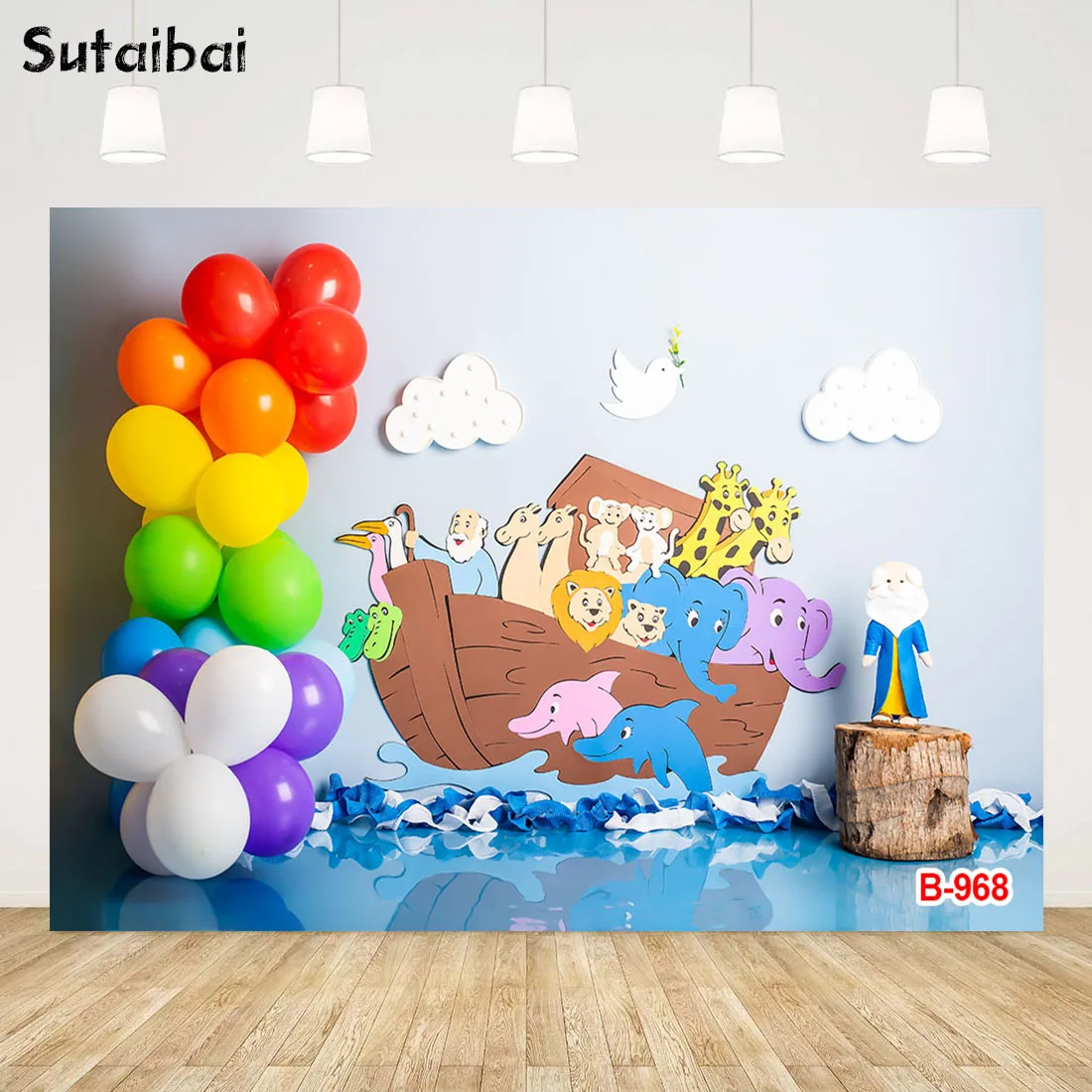 Ark Sea Photography Background Wild Safari Animals Zoo Bambini Torta Di Compleanno Smash Decor Sfondo Studio Fotografico